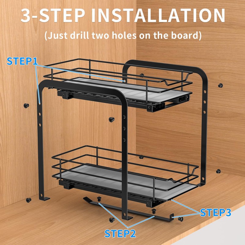 RCHYFEED Spice Organization for Cabinet, 2 Tier Pull Out Spice