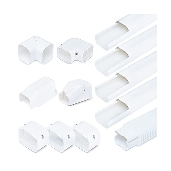 Sealproof Mini Split AC Line Set Cover Kit, 3" Decorative White Professional Grade PVC Kit Provides 15 FT Line Coverage for Ductless Mini Split Air Conditioners and Heat Pumps