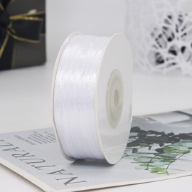 Capesaro White Ribbon - Solid Color Satin Ribbon,1/8 inch x 100 Yards Double Face Gift Ribbon for Crafts