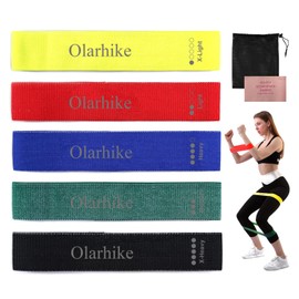 Fabric Resistance Bands for Legs and Butt, Non Slip Exercise Loop Bands Yoga, Pilates, Rehab, Fitness and Home Workout, Workout Hip Bands Strength Bands for Booty (resiatance bands-5pcs)