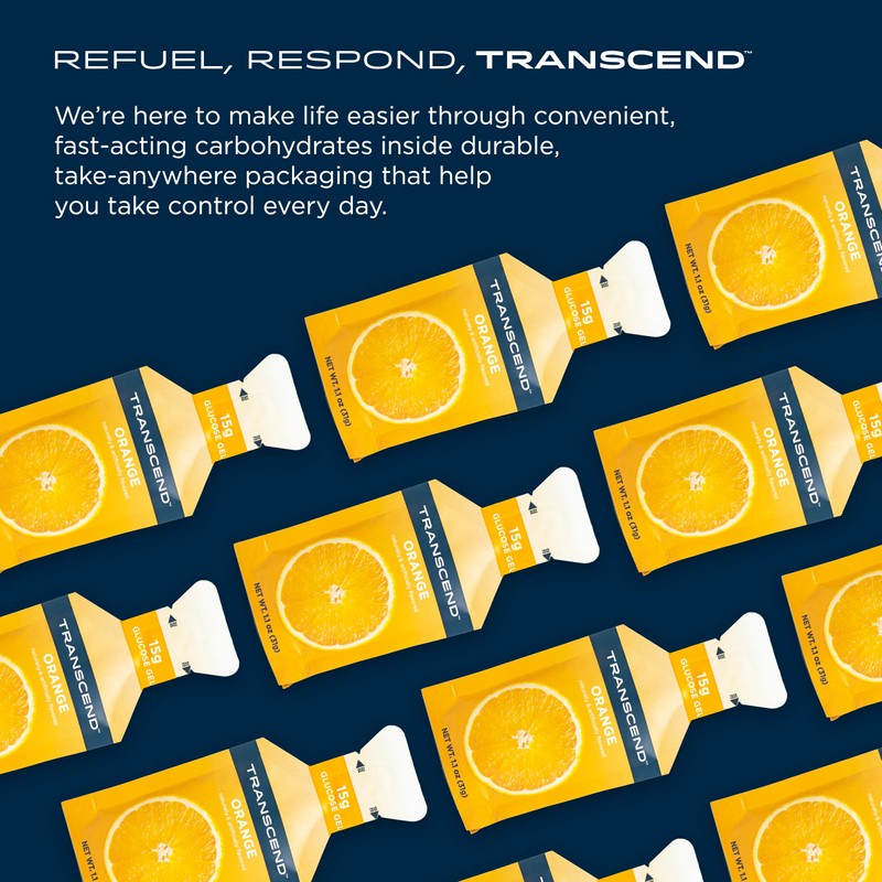 Transcend Foods Orange Gel (1.1 oz, Pack of 10) Fast-Acting