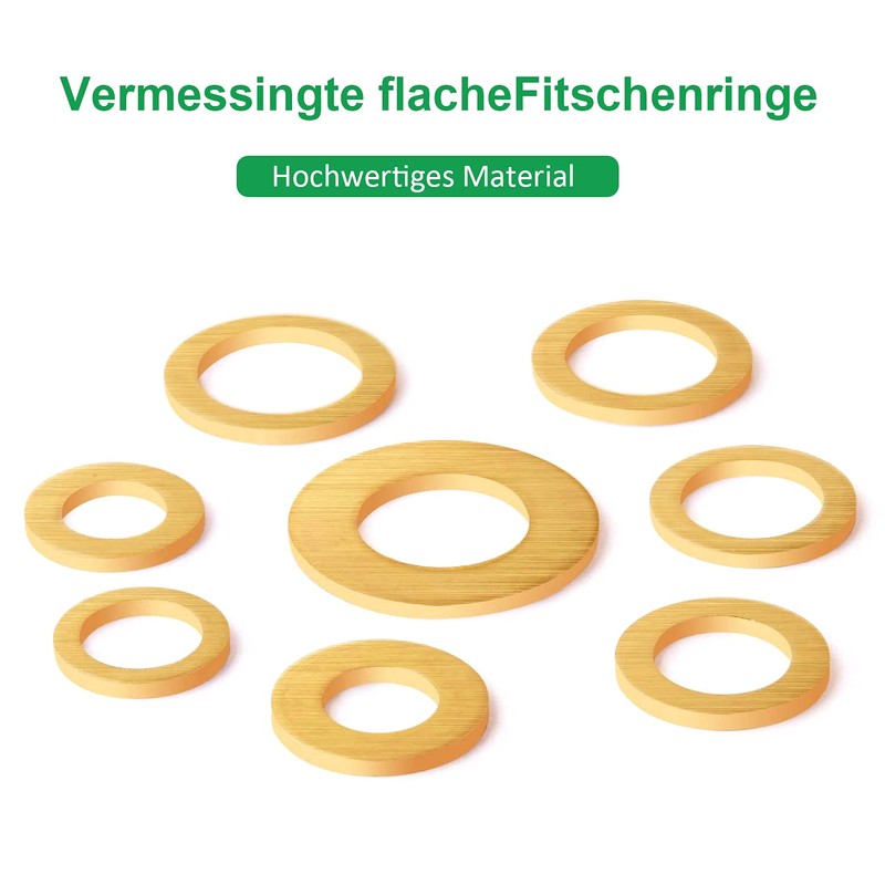 Foliv 80 pieces fitting rings assortment, brass washer set, diameter