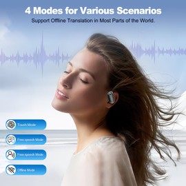 Translation Earbuds in Real Time AI Language Translator Earbuds with touch LCD touchscreen Bluetooth 5.4 Translator Headphones Over-Ear Earbuds fit iOS & Android for Travel Business Learning