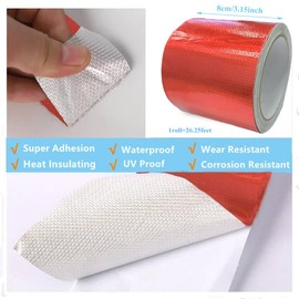 Iwinna Heavy Duty Repair Tape for Awnings, Tarpaulins & Boat Covers, Waterproof Fabric Tape, Outdoor, UV-Resistant Tear Repair for Tents, Sails & Fabrics, 8 cm x 8 m, Red