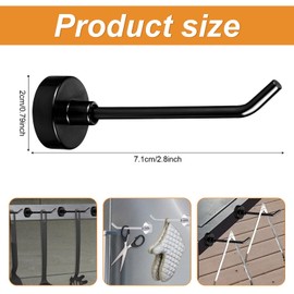 Tinoaly 12st Große Magnethaken Strapazierfähig, 7,1cm Lang Magnetische Aufhänger für Kreuzfahrtschiffe Wandhaken zum Aufhängen für Zuhause Küche Kühlschrank Garage Zubehör(Silber, Schwarz)