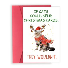 OJsensai Funny Cat Christmas Gifts for Cat Lovers, Merry Christmas Card for Friends Cat Owners, Best Cat Xmas Gifts for Women Men