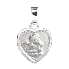 JEVELION Schutz-Engel Heart Pendant Silver Pendant 925 Sterling Silver for Women, Men and Children with Engraving Gott Schütze Dich as a Necklace Pendant + Jewellery Case, Pendant 925 silver with