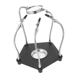 Hohopeti Magnifying Glass Stand Solder Helping Hands Magnifying Glass Flexible Arm Third Hand Soldering Tool Soldering Parts Accessories Helping Hand with Magnifying Glass Iron