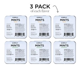 SIMPLY MINTS Lemon & Peppermint Natural Breath Mint Variety Pack, 6 Pack (180 Pieces), Made with Real Peppermint Oil | Aspartame-Free, Sorbitol-Free, Xylitol-Free, Vegan, Kosher, Non-GMO