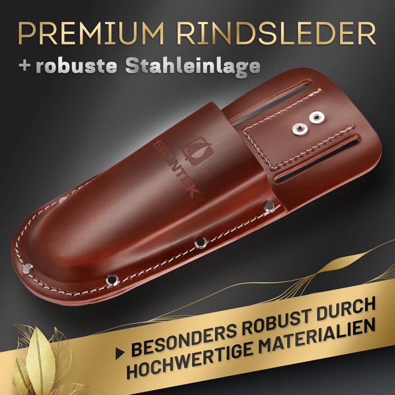 GRÜNTEK Premium Pruner Holster Premium Burgundy Red Genuine Leather Secure