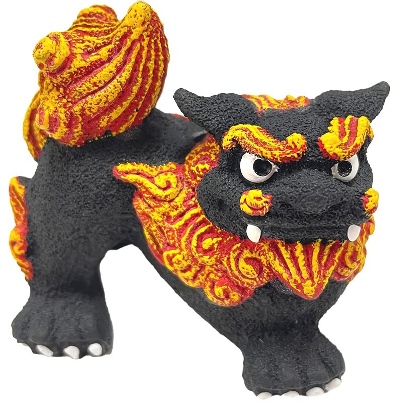 Okinawa Souvenir Shisa Figurine Mini Entrance Curry Shisa (Black/Horizontal)