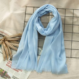 Canxiaoba Women's Cotton Scarves Lady Light Soft Fashion Solid Scarf Wrap Shawl（Sky Blue）
