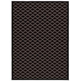 SAFAVIEH Courtyard Collection 6'7" x 9'6" Black/Beige CY6919 Trellis Indoor/ Outdoor Splashproof Easy Scrubbing Patio Backyard Mudroom Area Rug