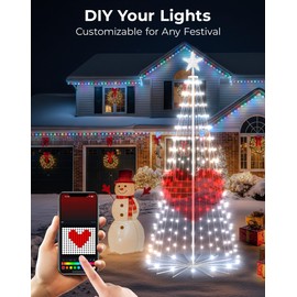 9FT Smart Christmas Cone Tree App Control DIY Color Changing Prelit LED Outdoor Christmas Tree Decorations Light Show, Waterproof Magical Large Xmas Tree with RemoteTimer for Yard Outside