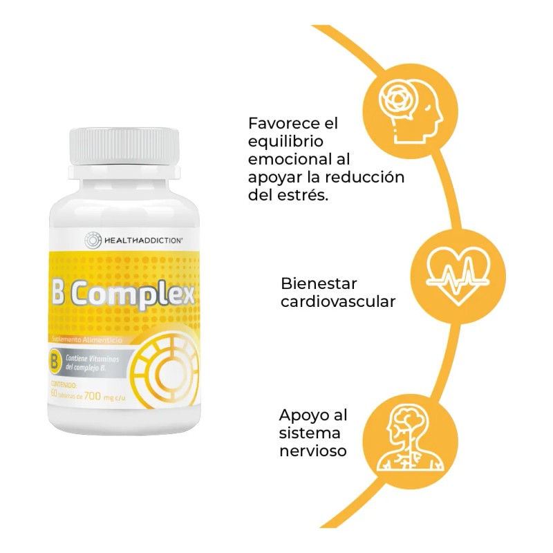 Suplemento Complejo B Healthaddiction B Complex 60 Tabletas