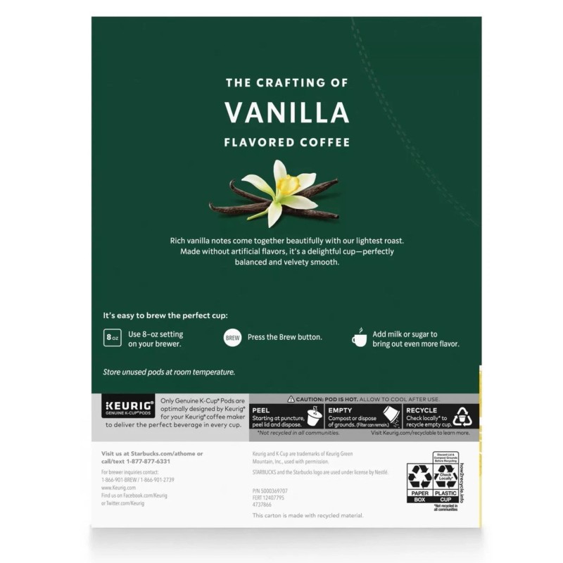 Starbucks Flavored Coffee K-Cup Pods, Vanilla 10 Count (Pack of
