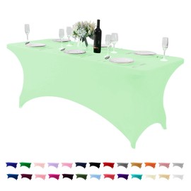 Hezuzo Spandex Table Cover for 6Ft or 4fT or 8ft Table Universal Fitted Stretch Tablecloth for Party, Banquet, Wedding and Events-Mint