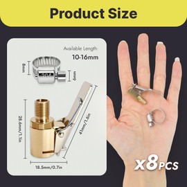 8 x 8 mm Car Valve Lever Connector Air Chuck, Brass Tyre Valve Air Pump Clip, Universal Air Pump Adapter Clip with Thread Nozzle for Car, Motorcycle and Bicycle Tyres, Corrosion Resistant