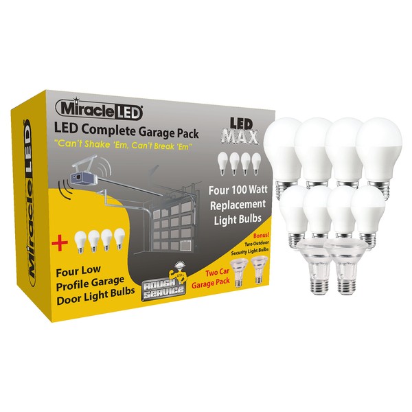 MiracleLED 604239 Rough Service Ultimate LED Two Car Complete Garage Lighting Pack, Home Renovation/Makeover Made Simple, 10pk, 10 Piece, Multi
