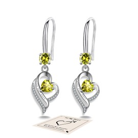 Peridot Drop Earrings in Sterling Silver - Women's August Birthstone Earrings, Hypoallergenic Gift for Mum, Birthday, Bridesmaid