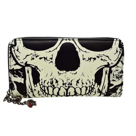 BANNED GLOW IN THE DARK SKULL WALLET PURSE BEDLAM
