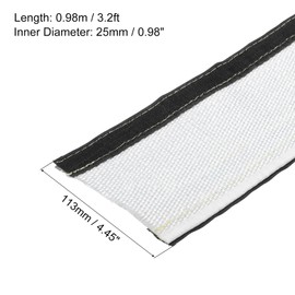 MECCANIXITY 1.5mm Heat Shroud Aluminized Sleeving 1" ID x 3.2FT Aluminum Metallic Fiberglass Heat Shroud for Fuel Lines Cables Electrical Wiring