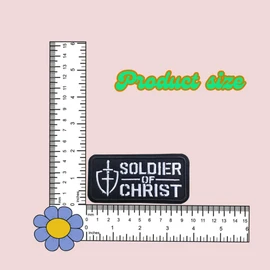 Soldier of Christ Patch, Iron On Sew On Patch, Embroidered Applique for Clothing Vest, Christian Bikers Souvenir, Jesus, Decorative Embroidery Clothing Vest Jackets Premium Stitching, Brotherly Love