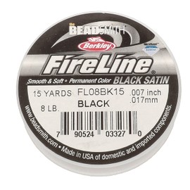 Fireline Braided Beading Thread, 8lb Test Weight and .007" Thick, 15 Yard Spool, Black Satin