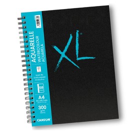 Canson XL Art Book Fine Grain Watercolour Paper 300gsm Spiral Book A5-14.8 x 21 cm White 34 Sheets