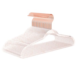Premium Clear Invisible Acrylic Hangers,Crystal Plastic Hangers with Bling Rose Gold Glitter 50 Pack Ultra Slim & Space Saving Suit Hanger for Coats, Pants & Dress Clothes