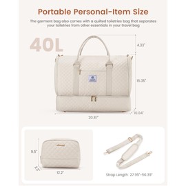 LOVEVOOK Convertible Garment Bag for Women with Shoe Pouch, Carry On Travel Duffel Bag with Toiletry Bag, 2 in 1 Hanging Suitcase Suit Bag, Waterproof Weekender Bag for Business Trip, Wedding, Beige
