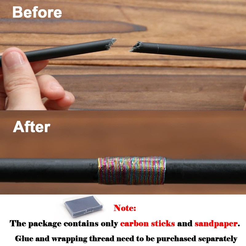 FishTrip Fishing Rod Repair Kit Complete,10pcs Carbon Fiber Sticks with