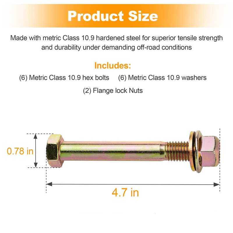 Rear Leaf Spring and Shackle Bolts Compatible with Jeep Cherokee