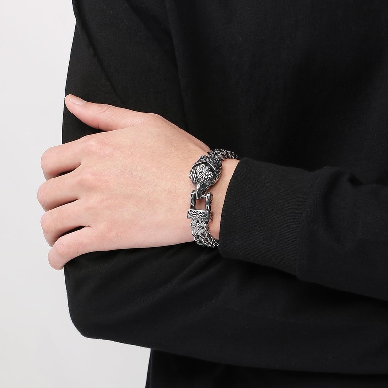 Klapgo Gothic Stainless Steel Retro Eagle Bracelet for Men and