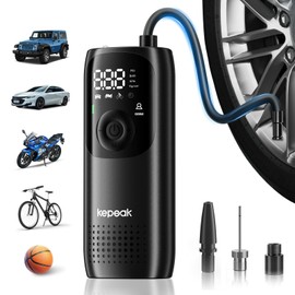 KEPEAK Electric Air Pump, 150 PSI Portable Air Compressor Mini Tyre Pump, Electric Compressor Bicycle Pump, AutoOff, Air Pump Bicycle for Cars, Bicycles, Motorcycle Tyres, Balls