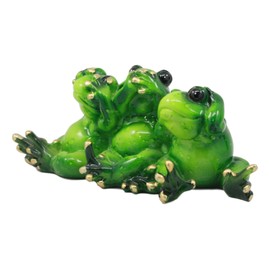 Ebros Glossy Green Whimsical See Hear and Speak No Evil Trio Frogs Statue 7.5" Long for Storybook Tale Cottage Decor or Educational Sculpture or Allegorical Animal Figurine