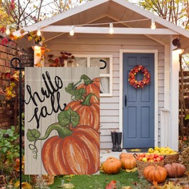 Fall Garden Flag 12x18 Inch Double Sided, Happy Fall Pumpkin Yard Flag Small Autumn Seasonal Outdoor Decoration