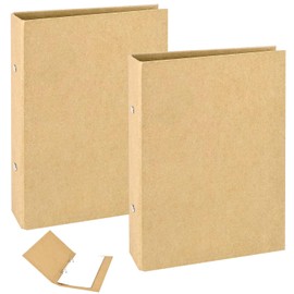 XIAQICA Pack of 2 Ring Binder A5 Refillable Kraft Paper Ring Binder A5 Ring Binder Kraft Loose Leaf Paper A5 Kraft Paper Binder Tray with 2 Rings for School, Office (23.5 x 17.5 cm)