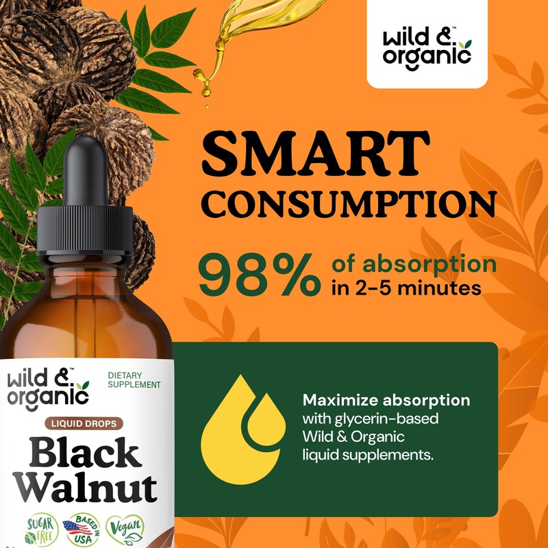 Wild & Organic Black Walnut Tincture - Detox Cleanse w/Black