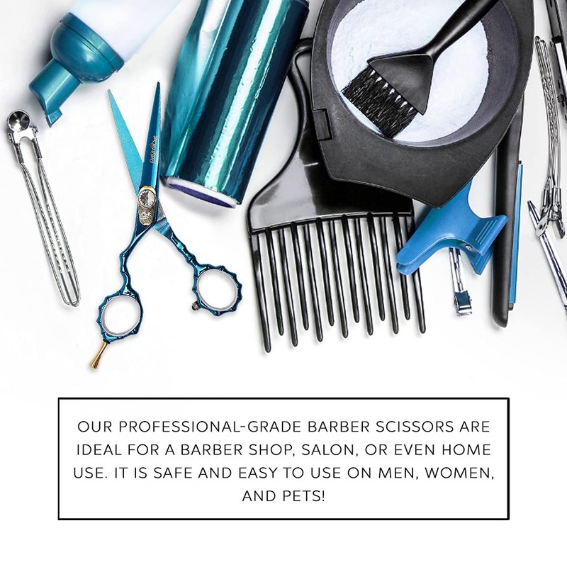 DreamCut Left Handed 5.5" Razor Edge Blue Titanium Coated Barber