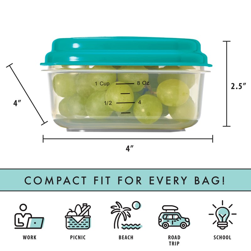 Fit & Fresh Small Plastic Containers 8 oz With Multicolor