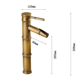 AYL Vintage Antique Bronze Full Copper Bamboo Deck Mounted Kitchen Bathroom Hotel Basin Faucet Tap - Break Mouth, 3 Joints