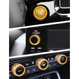 DvlynAuroa Accessories for Honda Civic 2022-2025 & Accord/CRV/HRV/Acura Integra 2023-2025 -A/C, Radio, Warning Light, Push Start Button Knob Cover/Ring (9-inch Screen, Gold)