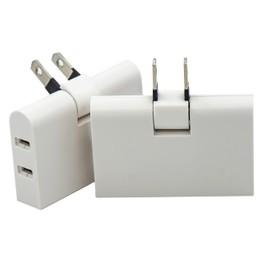 Bunmu Denki Takoashi Outlet, 3-Outlet Plug, Thin, Wall Swing Plug, Power Tap, Outlet Tap, Snap Tap, Outlet Corner Tap, Side Tap, Multi-Tap, 1500W, 180° Rotating Plug Tap, White, Swing Plug, Easy