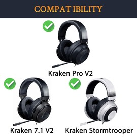 SOULWIT® Professionelle Ersatz Ohrpolster für Razer Kraken Pro V2, Kraken 7.1 V2, Kraken Stormtrooper Headset (Schwarz-Cooling Gel)