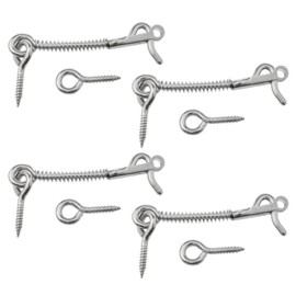 Dookoe Safety Hook Lock and Eye Latch Stainless Steel Eye Latch Door Spring Hook and Eye Safety Latch 3 "for Home, Farm, or Camping Trailers -4pcs