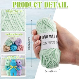 6 Rolls Glow in The Dark Yarn for Crochet DIY Glow Yarn Luminous Knitting Crochet Yarn Kit with 6 Weaving Needles 20 Locking Knitting Markers 2 Crochet Hooks for Arts Crafts (Vivid Colors,Cotton)