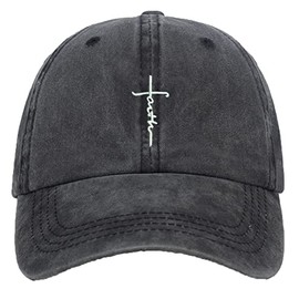 Unisex Cross Dad Hat Embroidery Cotton Baseball Cap Adjustable Snapback Hat (Black)