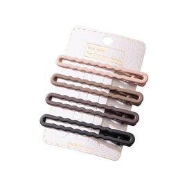 Akkerds Khaki Undamaged Duck Mouth Clip Bangs Clip Simple Side Cut One Word Clip Back Hairpin Hair Accessories for Daily Use Length about 3.1 inches (8 cm) (4 Pack) Wave Style