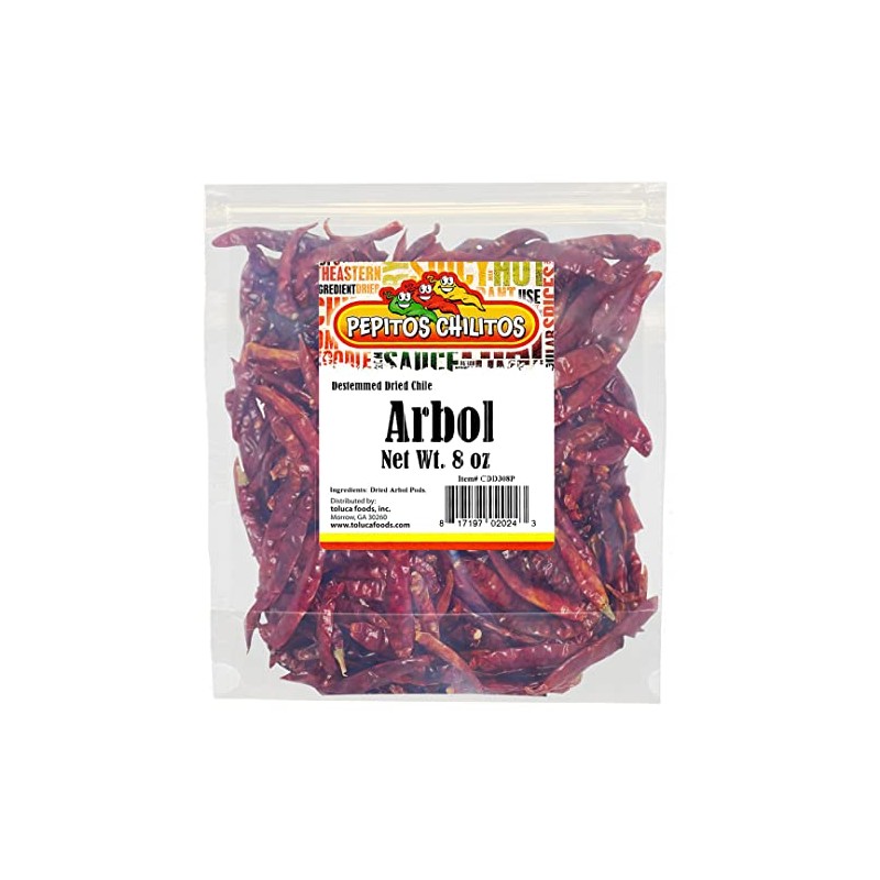 PEPITOS CHILITOS/Chile de Arbol 8 oz. Resealable Bag - Natural